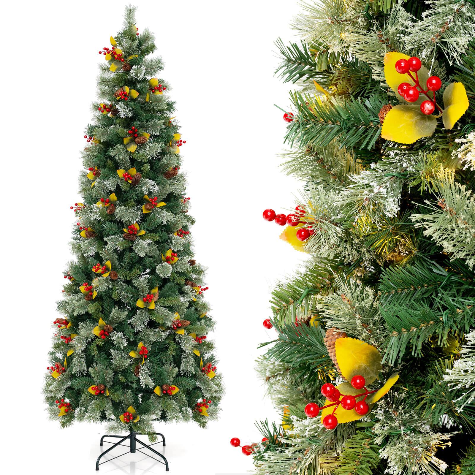 Alt View 9. Costway - Costway 7.5 FT Artificial Xmas Tree with 1096 Branch Tips 460 Warm White LED Lights - Green.