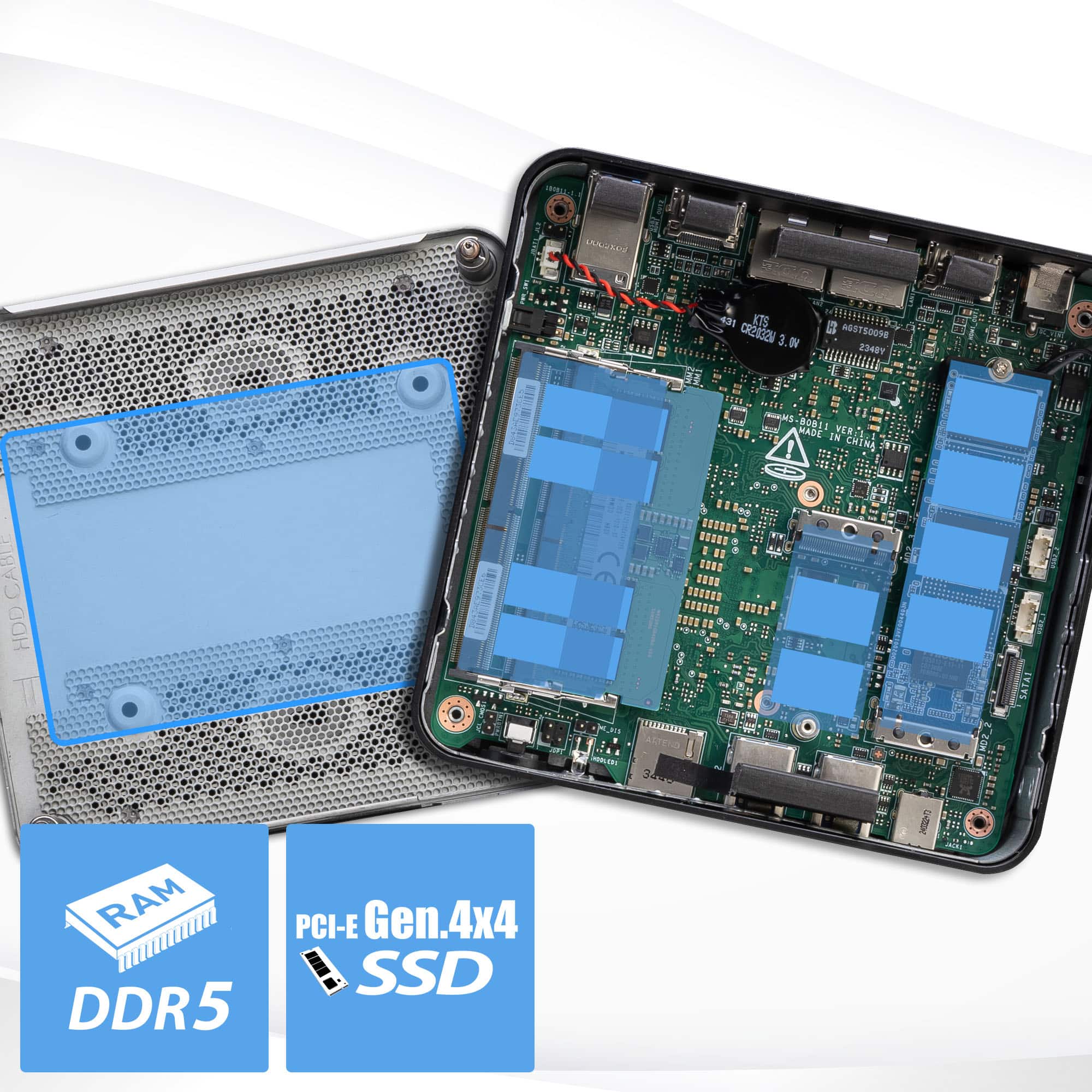 The text on the image reads: "PC-Gen4 x4 SSD DDR5".