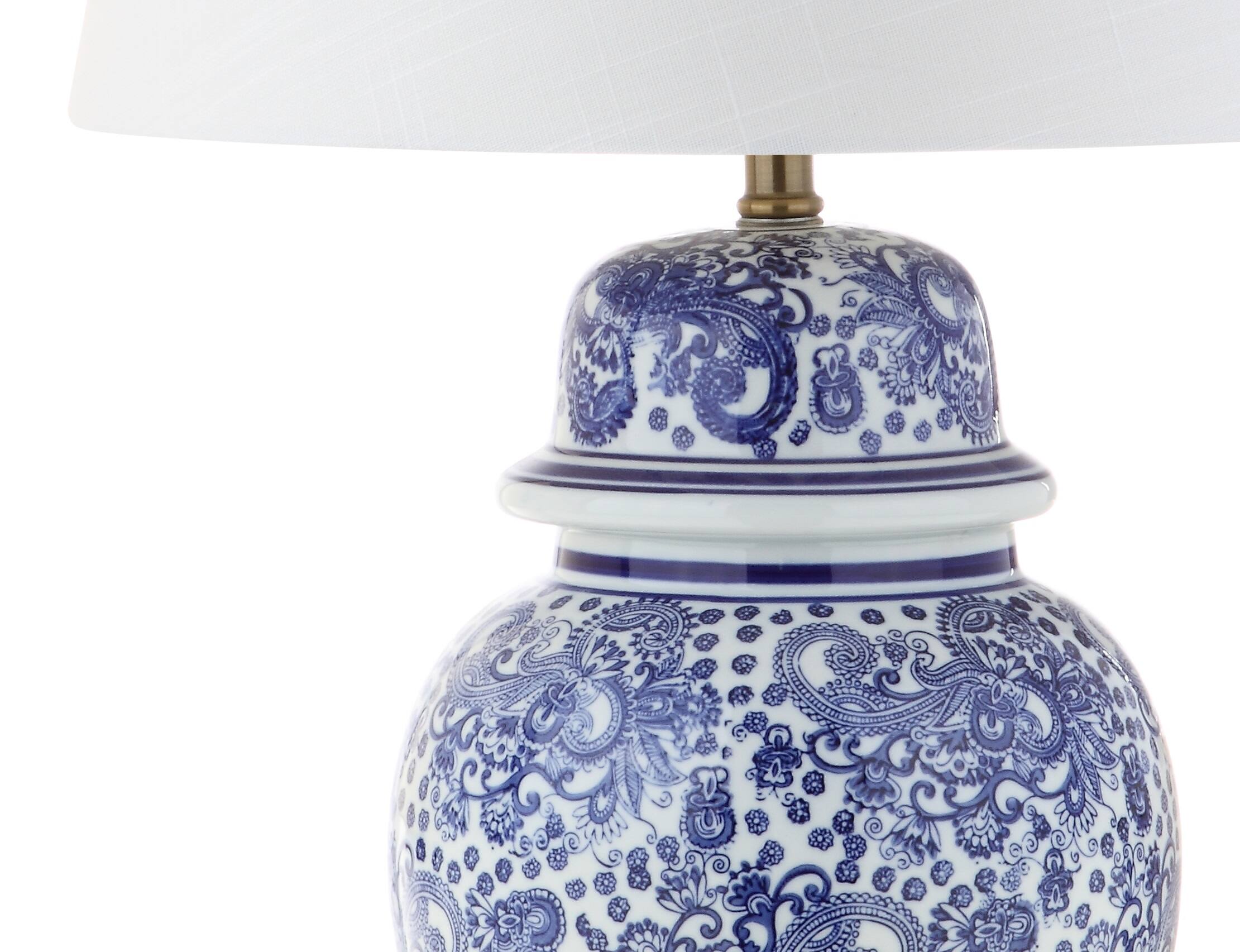 Alt View 6. Jonathan Y - Ellis 29.5" Ceramic LED Table Lamp, Blue/White - Blue/White.