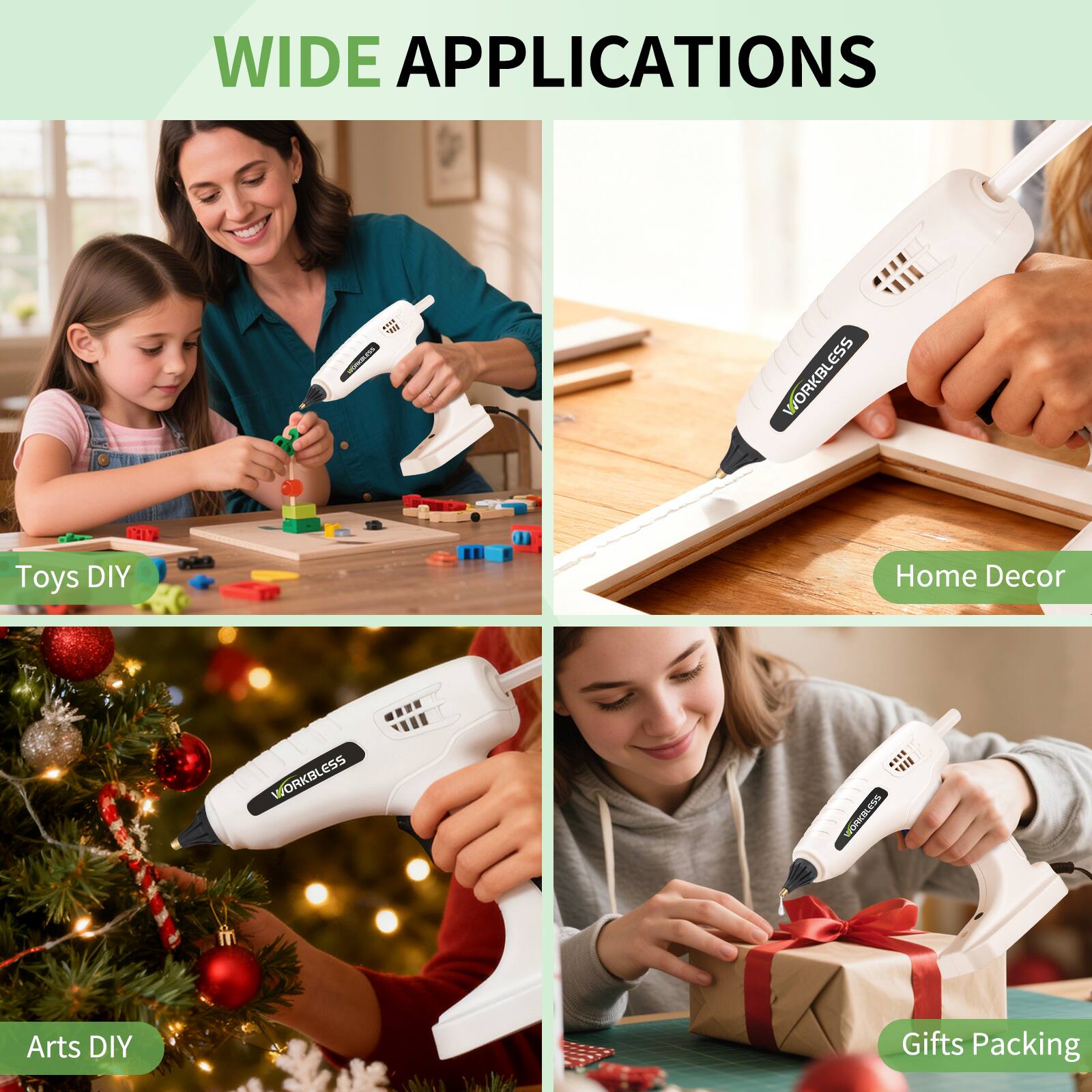 WIDE APPLICATIONS

- Toys DIY
- Home Decor
- Arts DIY
- Gifts Packing