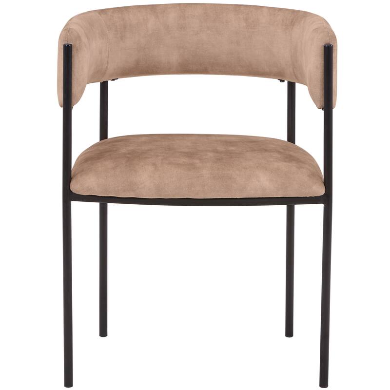 Alt View 2. LeisureMod - Cyril Modern Leather/Velvet/Suede Fabric U-Shaped Dining Chair with Iron Frame for Home Dining Room or Office - Light Brown.