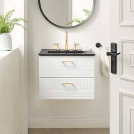 Daybreak Wall-Mount Bathroom Vanity Basin Included by Modway - White Black