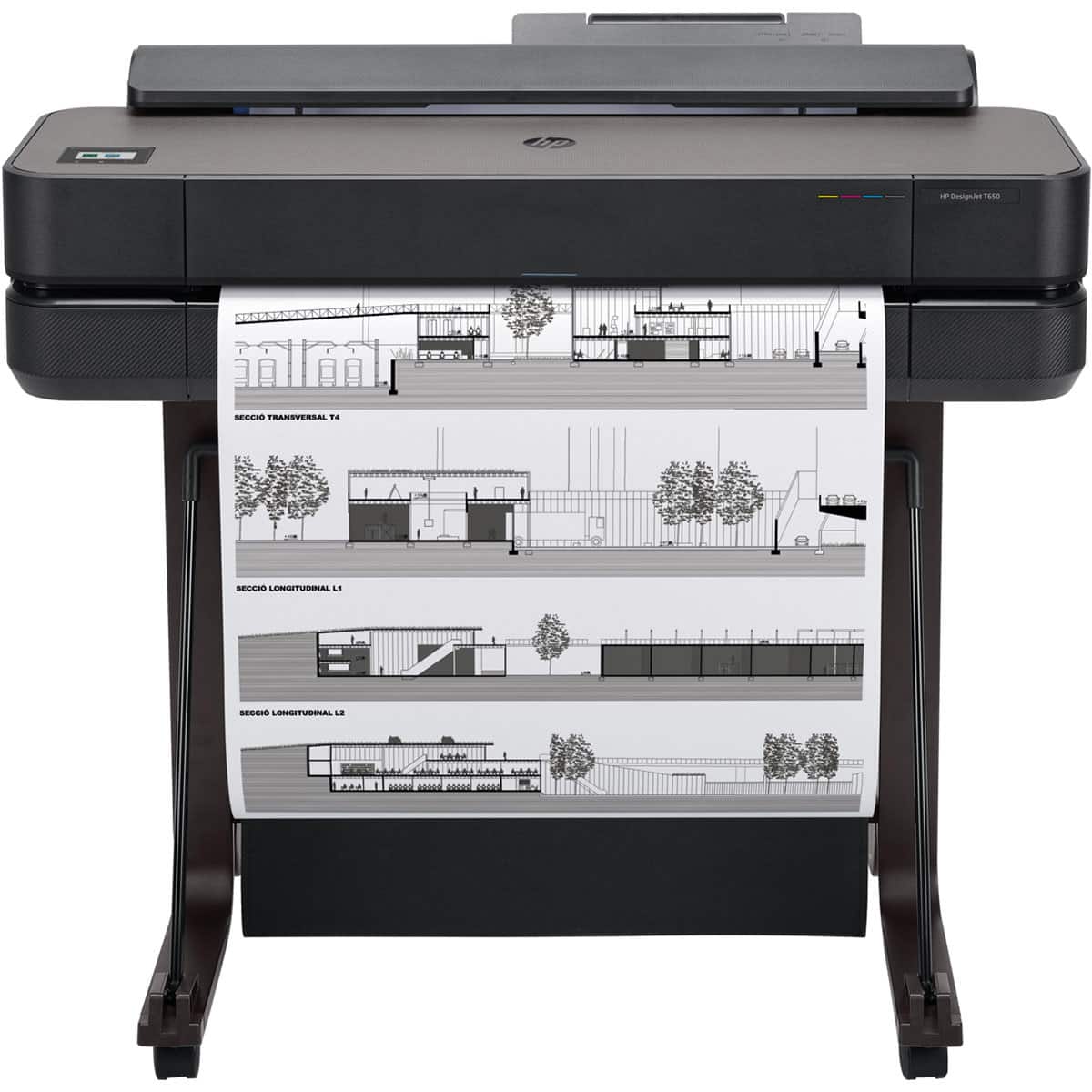 HP - DesignJet T650 24-inch Large Format Plotter Printer w/ Auto Sheet Feeder, Stand & 2-Year Warranty (5HB08T)
