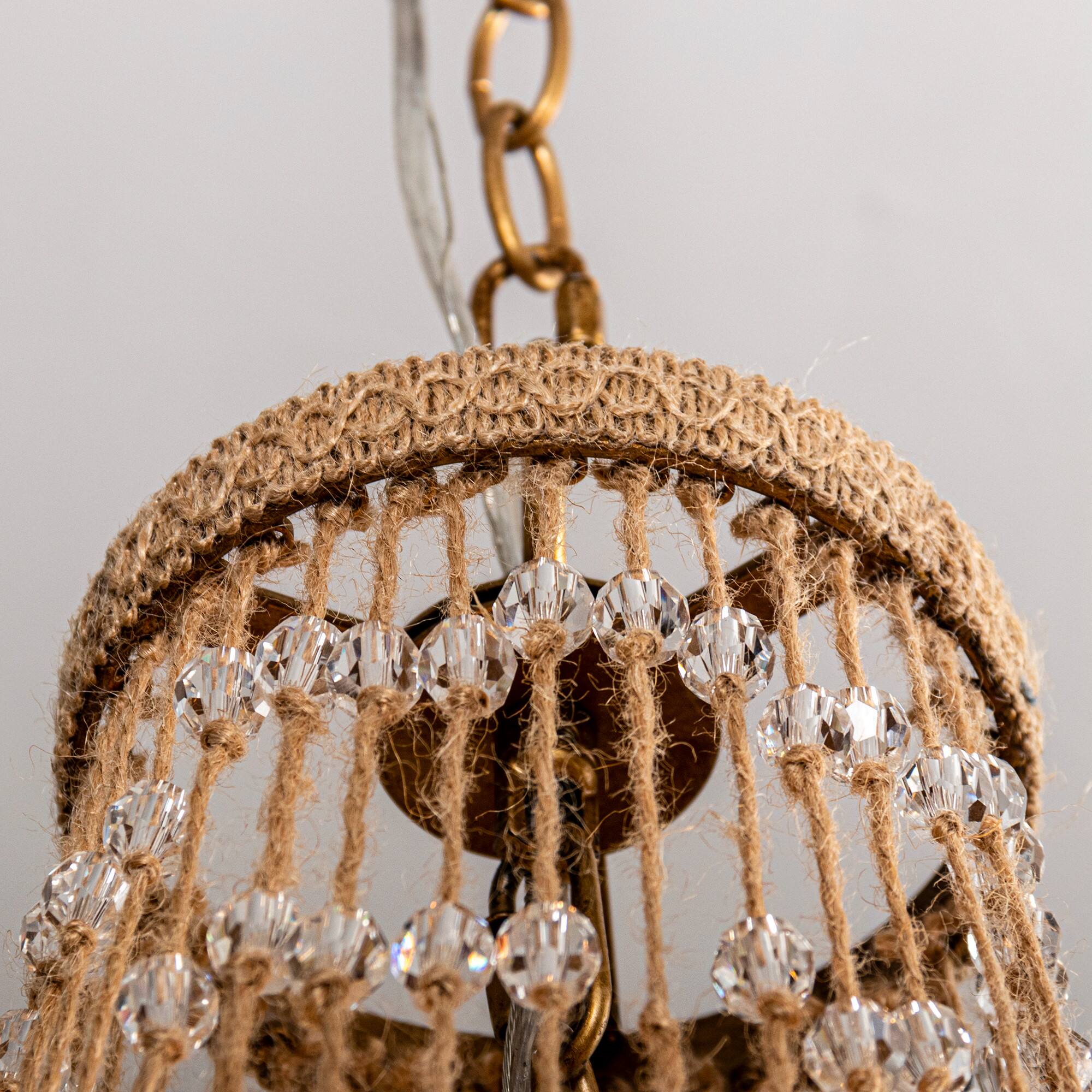 Alt View 4. Parrot Uncle - 16.5 in. 4-Light Antique Gold Crystal Rope Chandelier - Antique Gold.