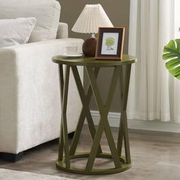 Kings Brand Furniture - Emma Side End Table - Modern Round Farmhouse Accent Table - Open White