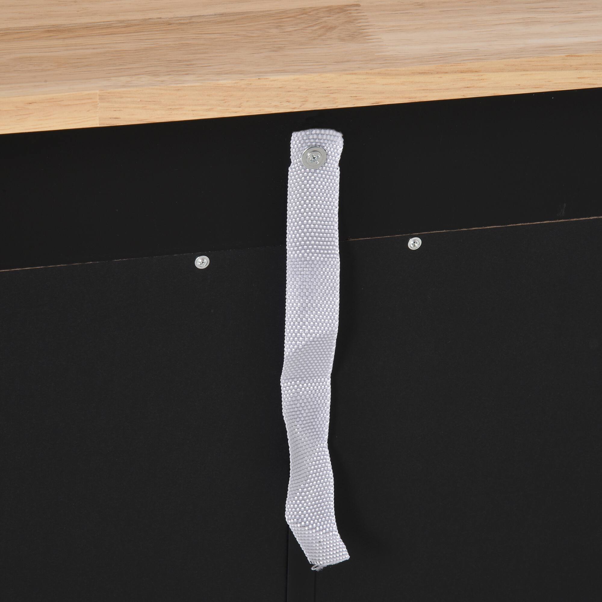 Alt View 4. Homcom - Sideboard with Solid Wood Countertop, Modern Kitchen Storage Cabinet, Coffee Bar with Drawers - Black.