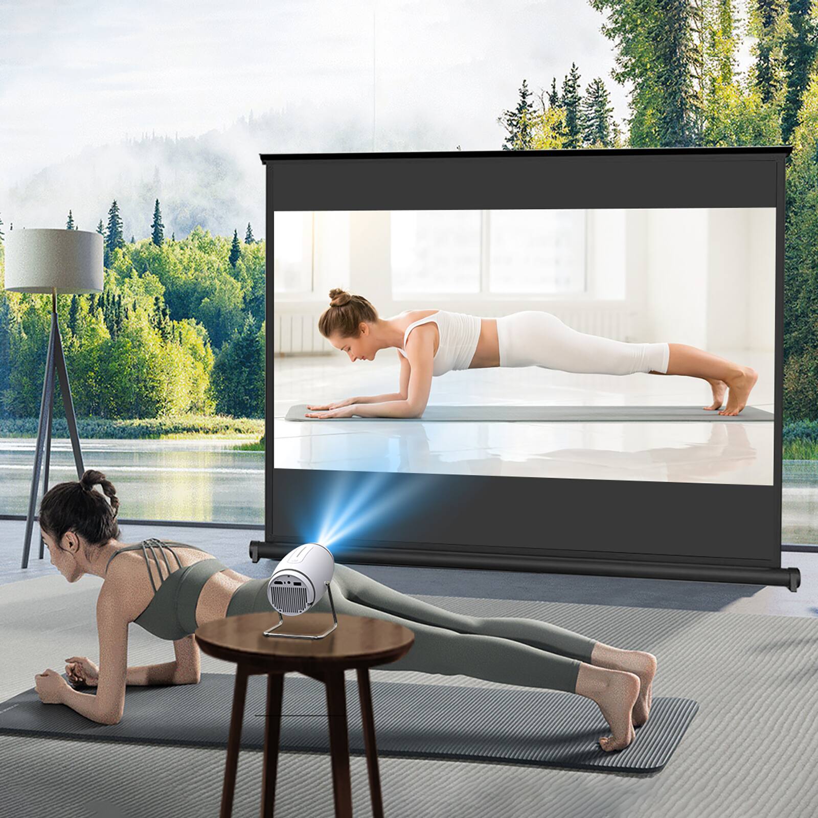 Alt View 3. URAO - Mini Projector with WiFi and Bluetooth, 4K 1080P Support Portable Projector 180° Rotatable 130'' Screen - White.