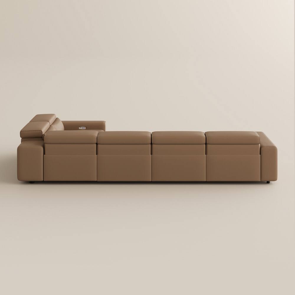 Alt View 10. POVISON - 141.14" Power Corner Sofa L-shaped Electric Reclining Couch, 2 Extendable Recliners, USB Charging, Living Room,Khaki - Khaki Sustainable Leather.