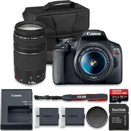 CANON 1:4-5.8 a MOOS LENS 75-300mm EF Canon EF-S 18-55mm LENS ZOOM 1:3.5-5.6 CANON IS EOS REDE 17 AF MP IS 100 75 a I 75-300m mm wwgs Canon CHARGE EOS SanDisk Extreme PRO 64 GB XC 1 U A1 PULL Canon Canon Cadou SanDisk microSD microSDHC ADAPTER microSDXC