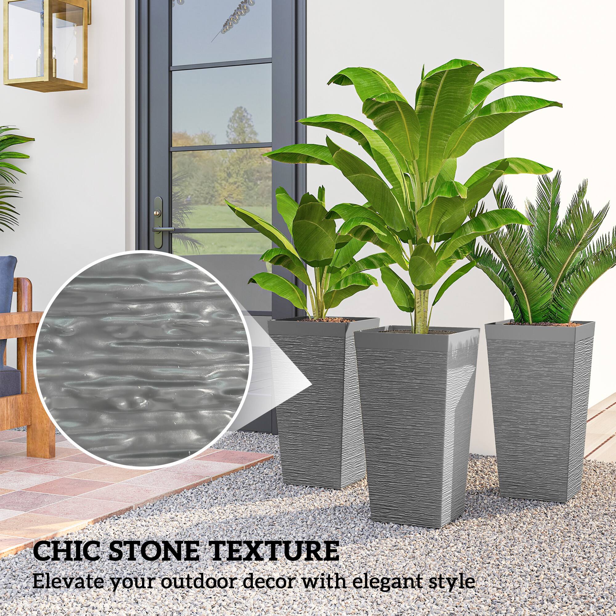 CHIC STONE TEXTURE  
Elevate your outdoor decor with elegant style