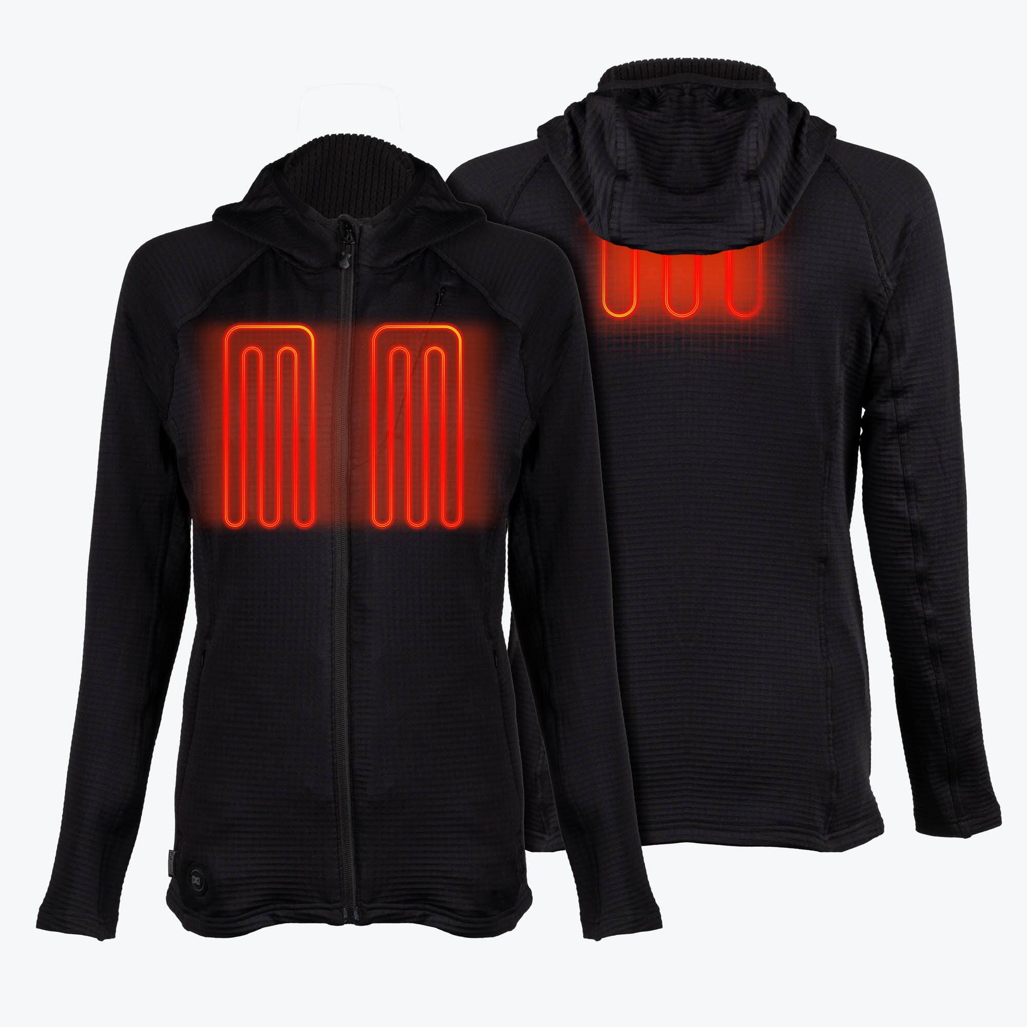 Alt View 1. Mobile Warming - Women's Element Mid-Layer Full Zip Heated Hoodie - Black.