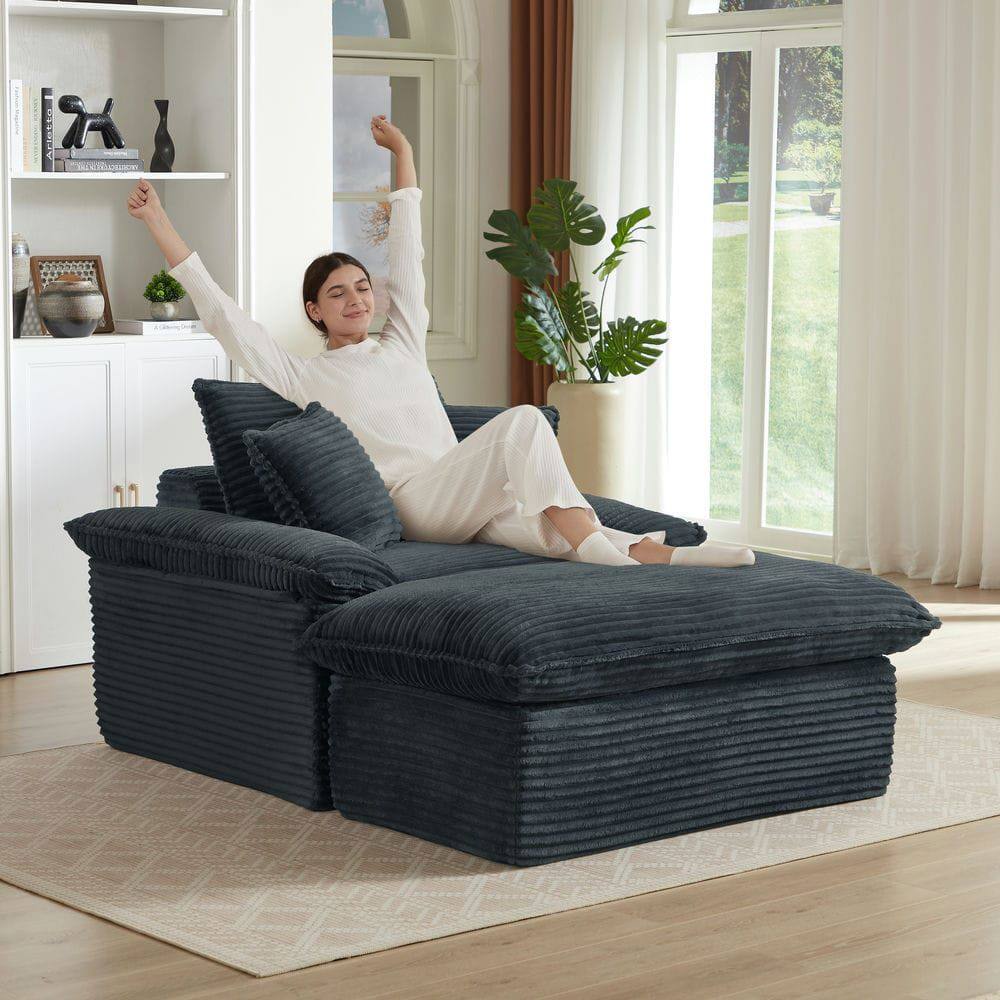 Alt View 7. Kadyn - 51.97 inch modern comfortable cushioned compression single seat sofa with unique footrest design, Dark Gray - Gray.