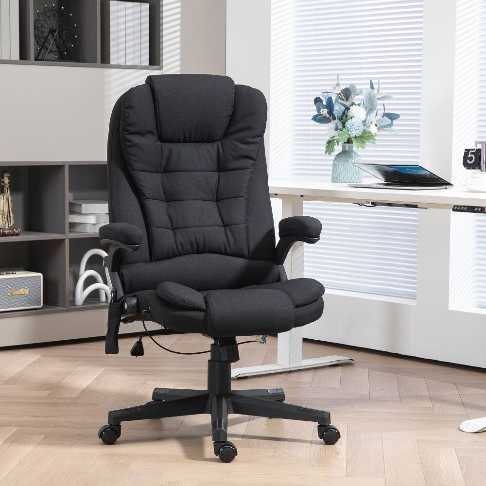 Angle. Loheer - Loheer Massage Office Chair Heated High Back Reclining Desk Chair Black - Black.