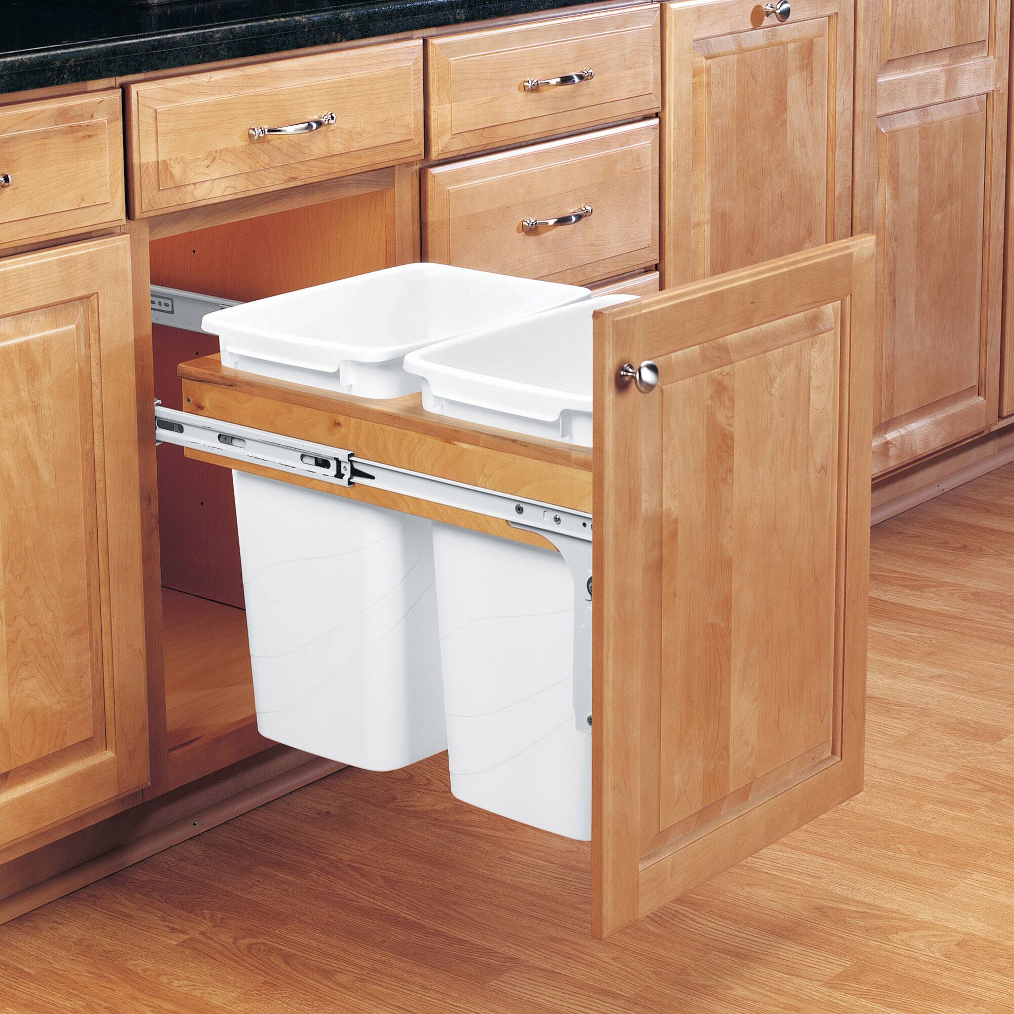 Alt View 5. Rev-A-Shelf - Rev-A-Shelf Double Pullout Top Mount Trash Can 35 qt., White, 4WCTM-18DM2 - Light Brown.