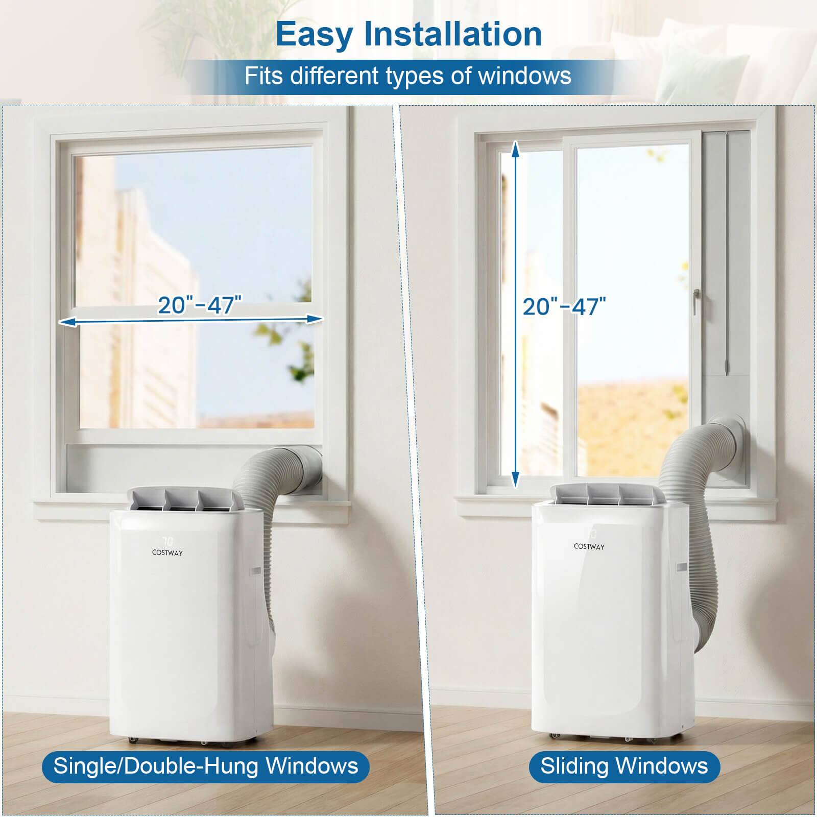 Easy Installation  
Fits different types of windows  
20"-47"  
Single/Double-Hung Windows  
Sliding Windows