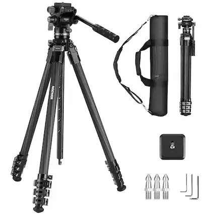 Front. Neewer - 60.4" Carbon Fiber Tripod, Detachable Fluid Head, Arca, LT37.