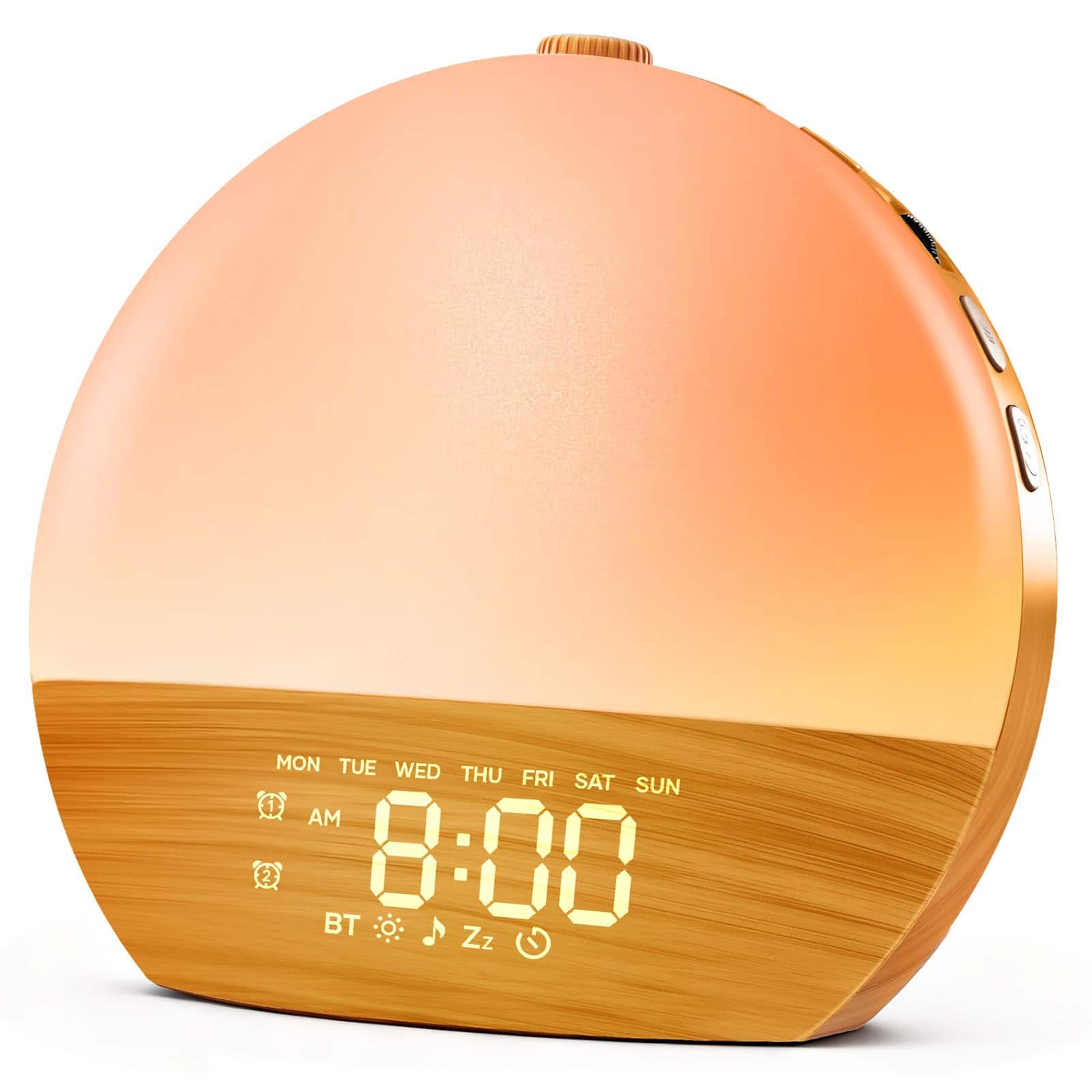Dazzed Corner - Sunrise Alarm Clock, White Noise Machine with Dual Alarm - Wood