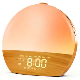 Dazzed Corner - Sunrise Alarm Clock, White Noise Machine with Dual Alarm - Wood