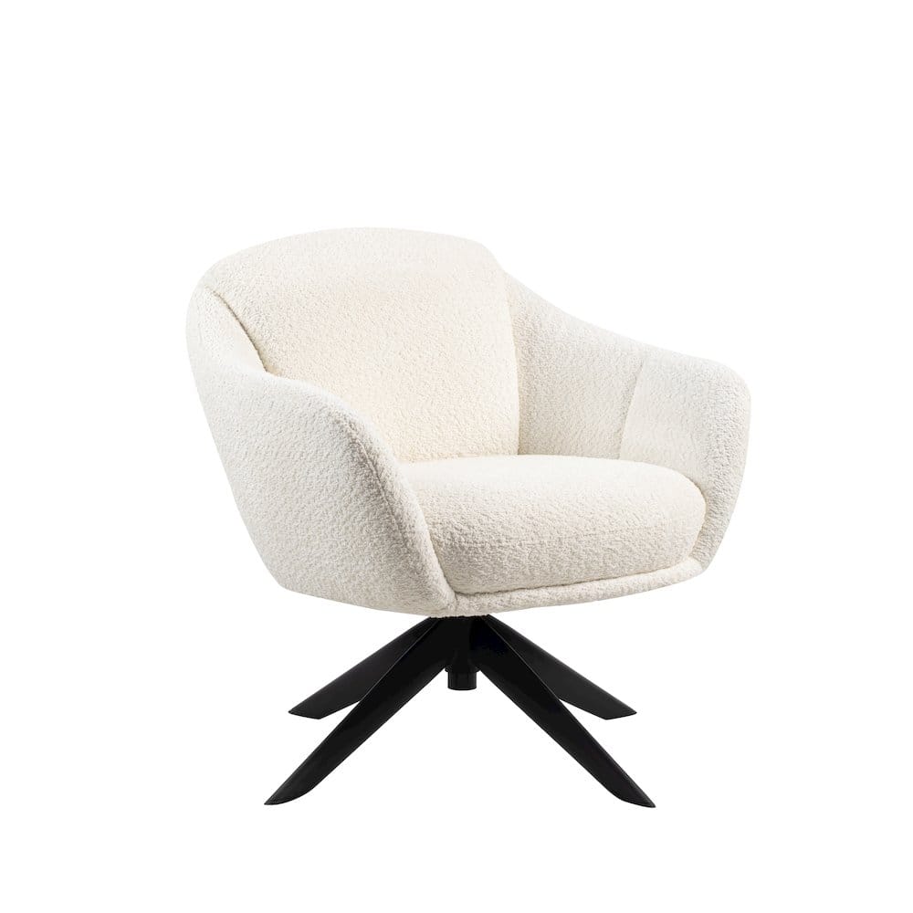 New Classic Furniture - Fleming Metal and Fabric Swivel Lounge Chair in Ivory - White