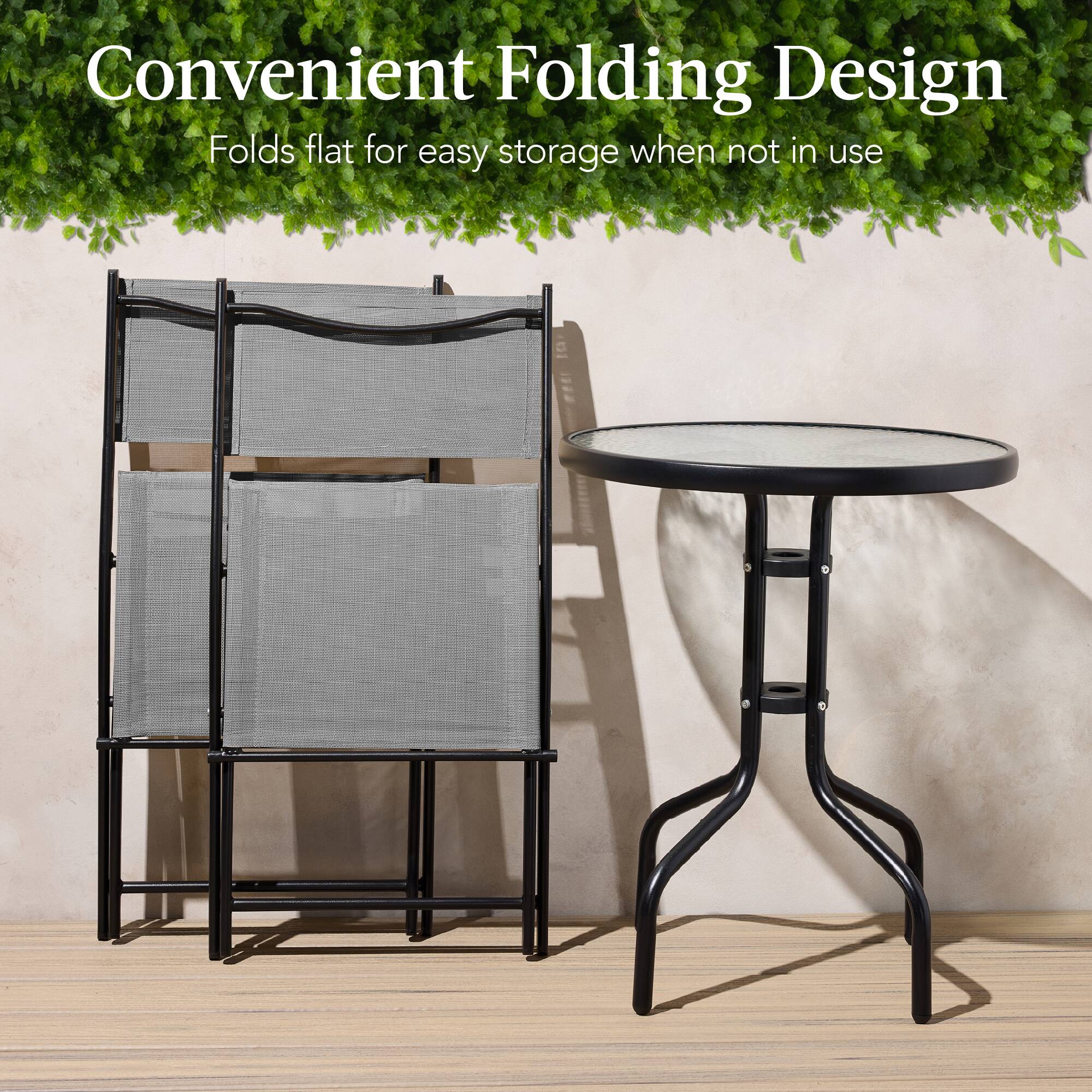 Convenient Folding Design  
Folds flat for easy storage when not in use