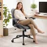 KERDOM - Mid Back Ergonomic Home Office Chair with Lumbar Support & Removable Armrest, Rocking Swivel Vanity Chair Desk Chair - Dark Gray