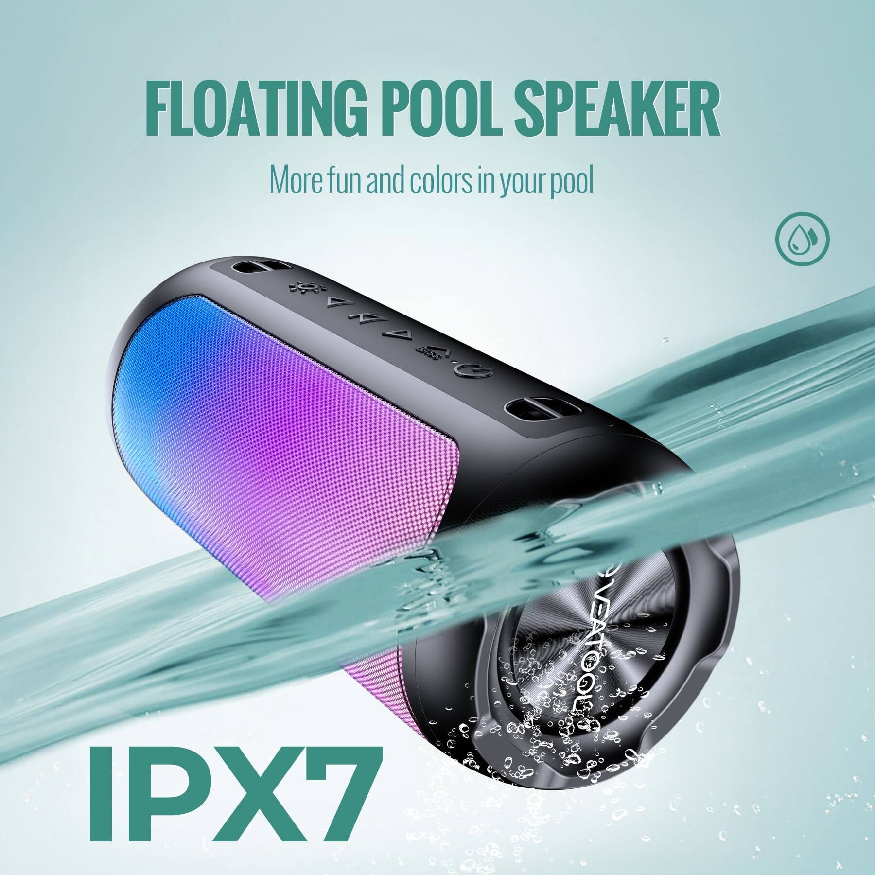 FLOATING POOL SPEAKER  
More fun and colors in your pool  
IPX7