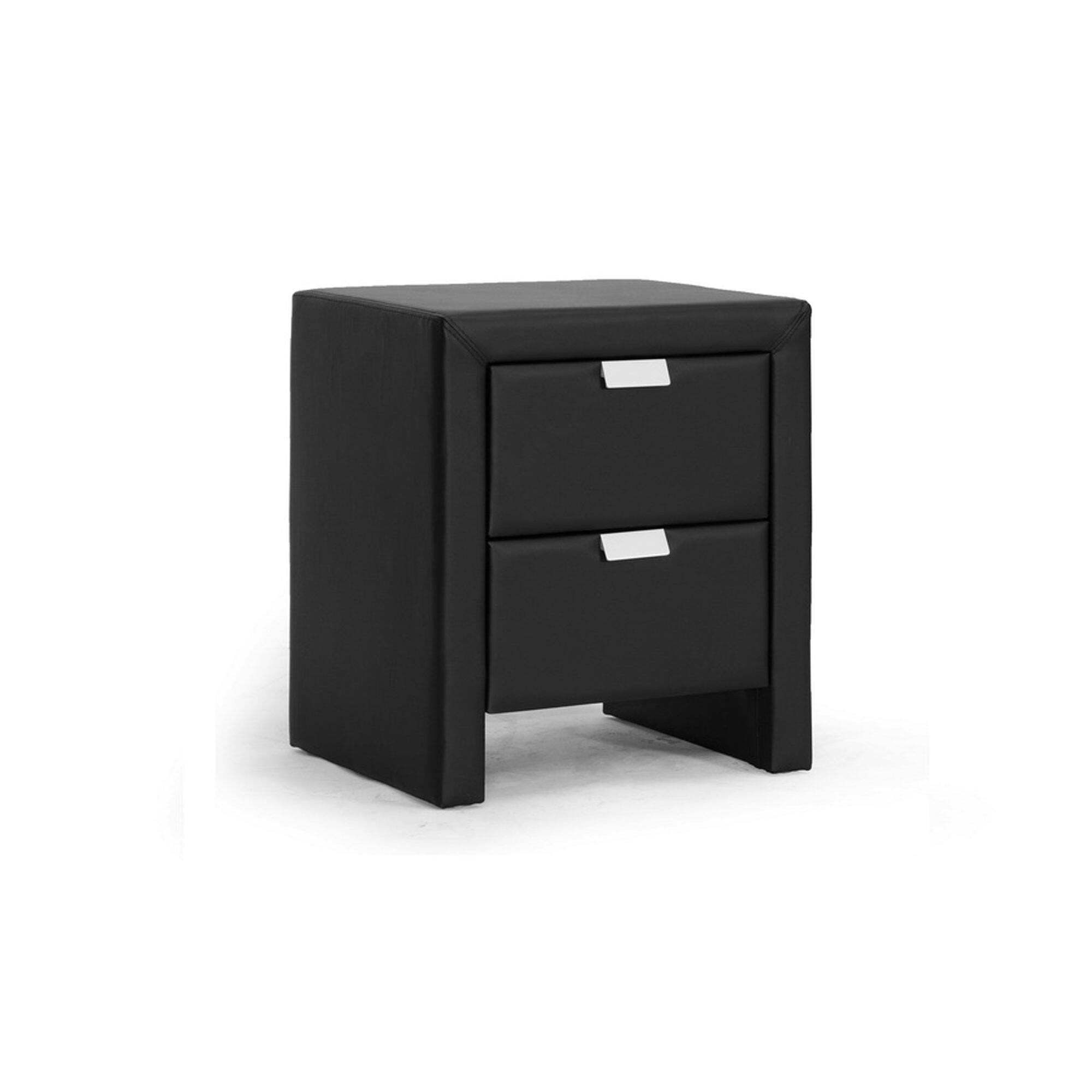 Angle. Baxton Studio - Frey Upholstered Modern Nightstand - Black.