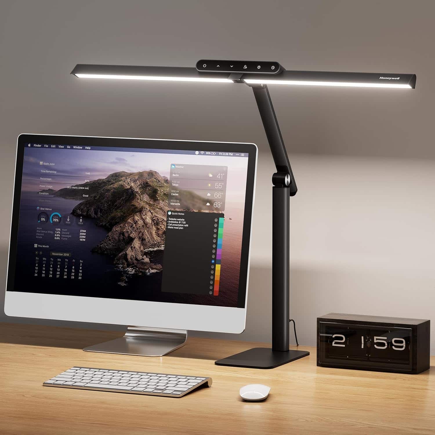 FINEAK - Eye-Caring LED Architect Desk Lamp with Ultra-Wide Lighting - Black Base