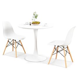 Gymax - 3 Piece Dining Kitchen Set Modern Round DiningTable Chairs Set for Small Space - White and Natural