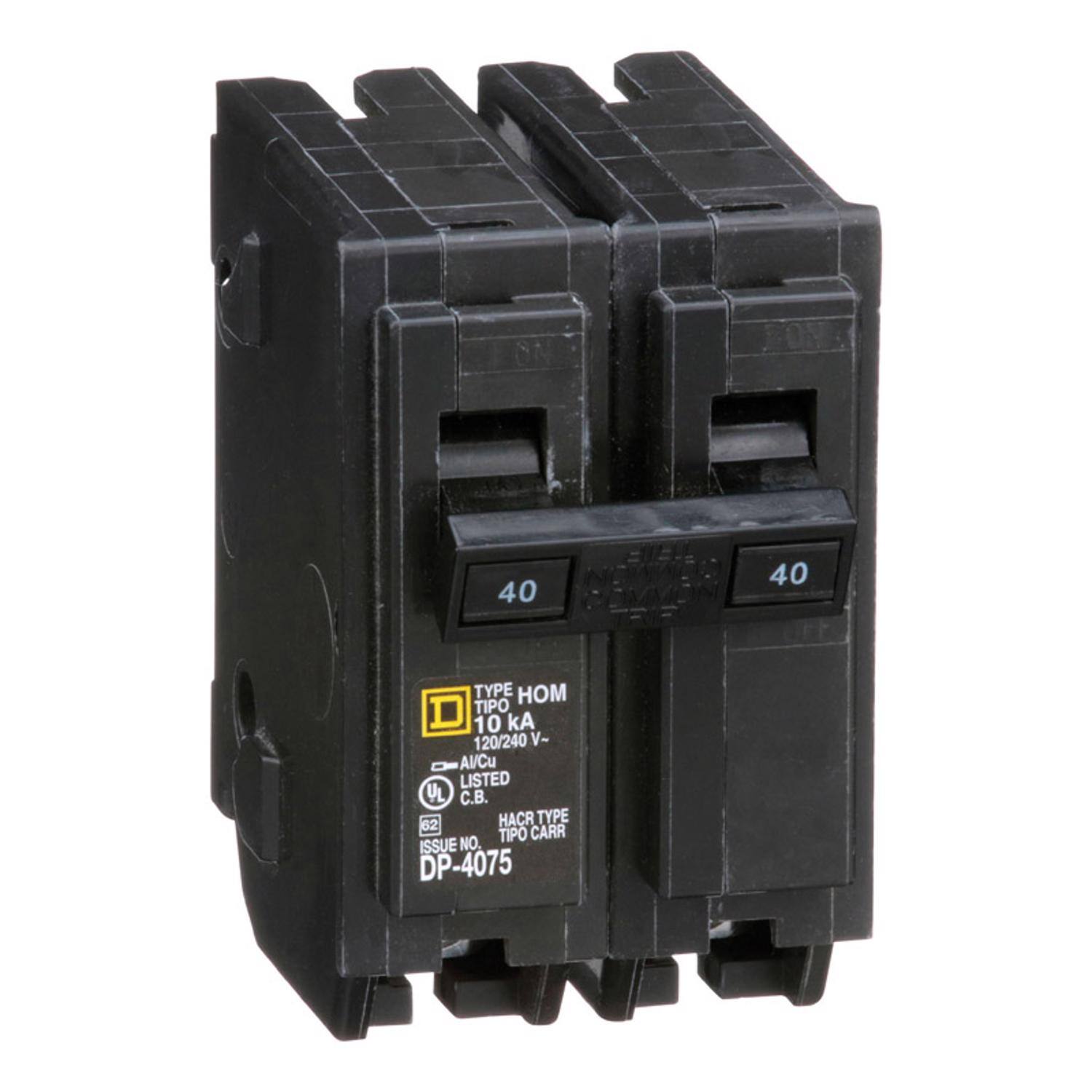 40  
40  
TYPE HOM TIPO 10 kA 120/240 V - AUCu LISTED UL 62 HACR TYPE TIPO CARR ISSUE NO. DP-4075