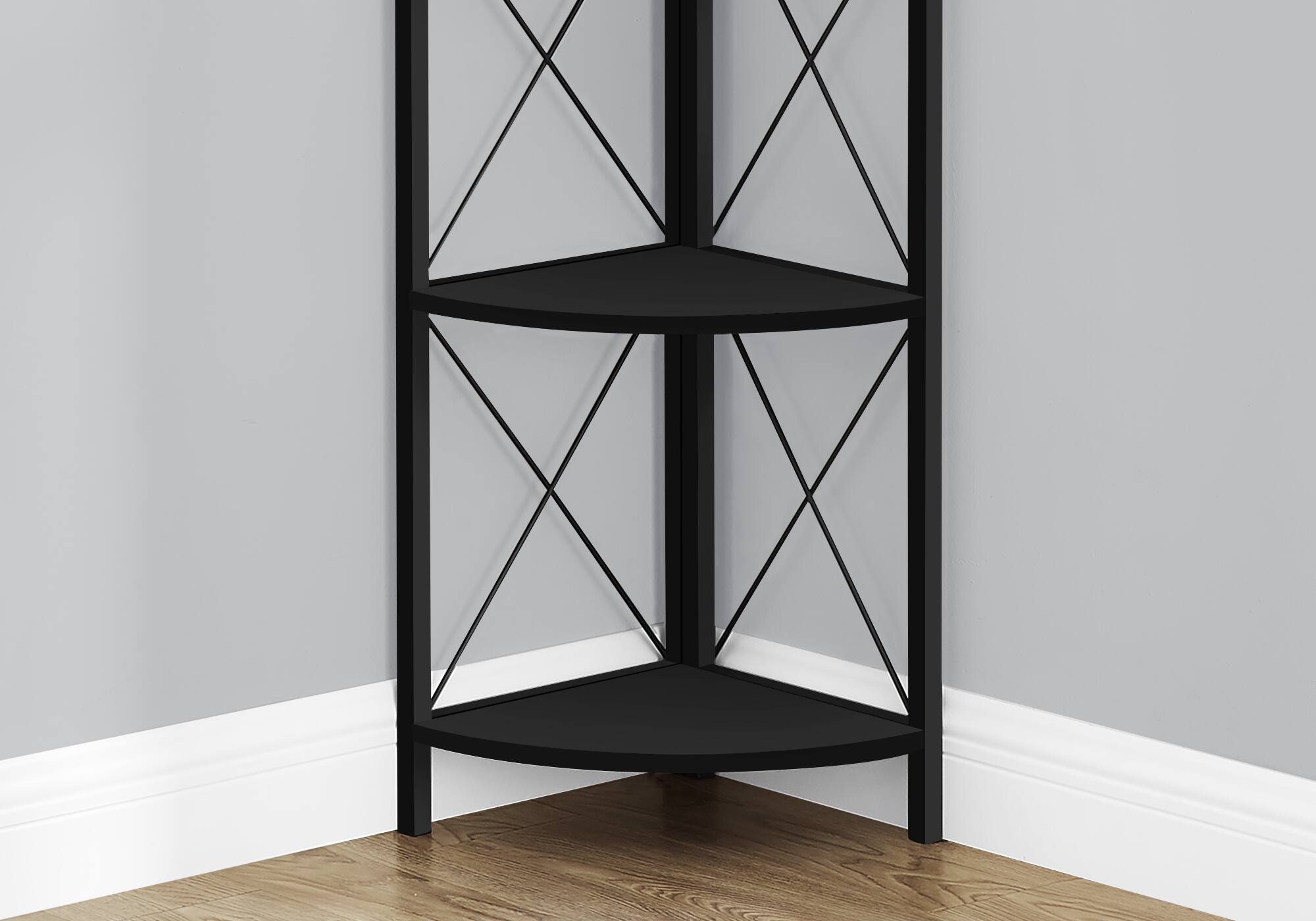 Back. Spaco - Spaco Modern 4 Tier 60 Inch Corner Bookshelf, Metal Industrial for Living Room Bedroom Office - Black.