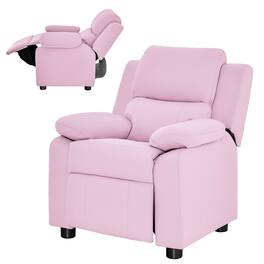 Gymax - Deluxe Padded Kids Sofa Armchair Recliner Headrest w/ Storage Arms Pink - Pink