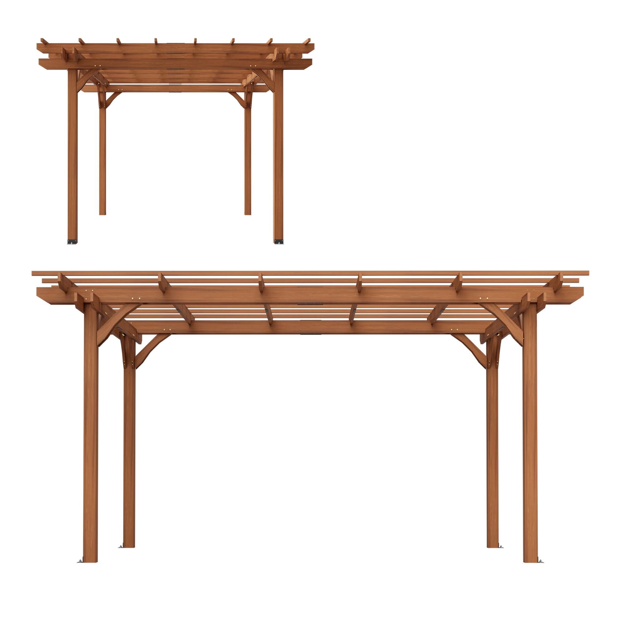 Alt View 6. Mondawe - 12 x 10 FT Outdoor Wooden Grape Pergola - Brown.