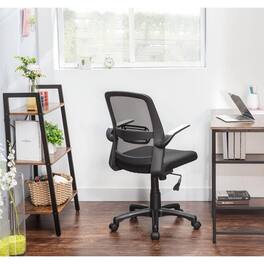 JJS - Mid Back Mesh Lumbar Support Ergonomic Home Office Desk Chair - Black