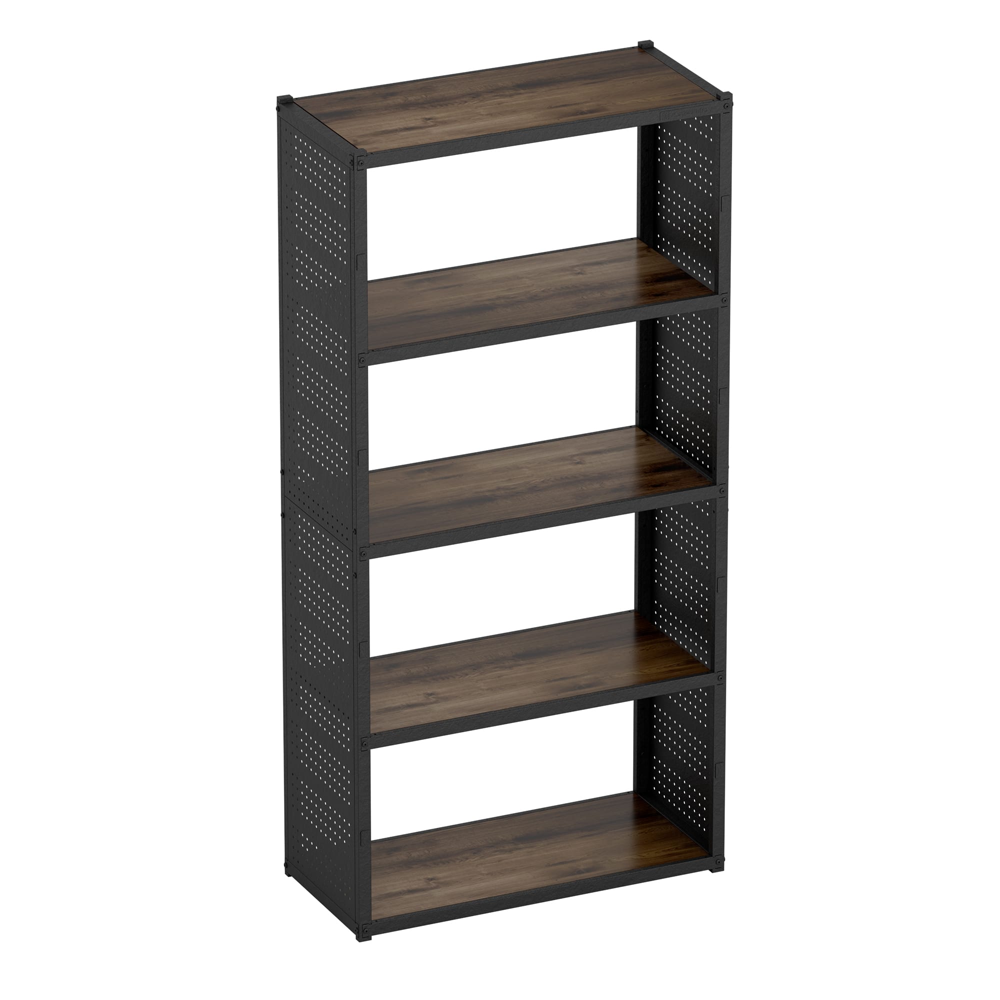 Fleximounts - 5-Shelf Heavy-Duty Adjustable Garage Storage Shelving with Side Pegboards, Black (35 in. W x 71.1 in. H x 15.7 in. D) - Black