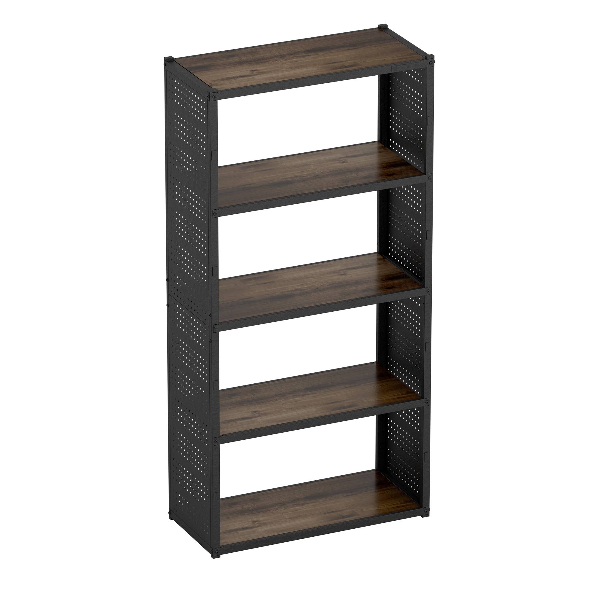 Front. Fleximounts - 5-Shelf Heavy-Duty Adjustable Garage Storage Shelving with Side Pegboards, Black (35 in. W x 71.1 in. H x 15.7 in. D) - Black.