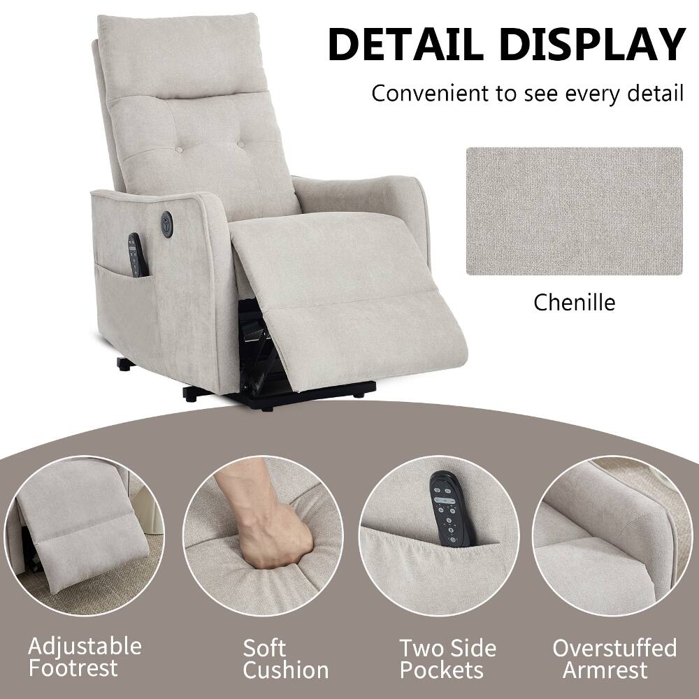 DETAIL DISPLAY  
Convenient to see every detail

Chenille  
Adjustable Footrest  
Soft Cushion  
Two Side Pockets  
Overstuffed Armrest