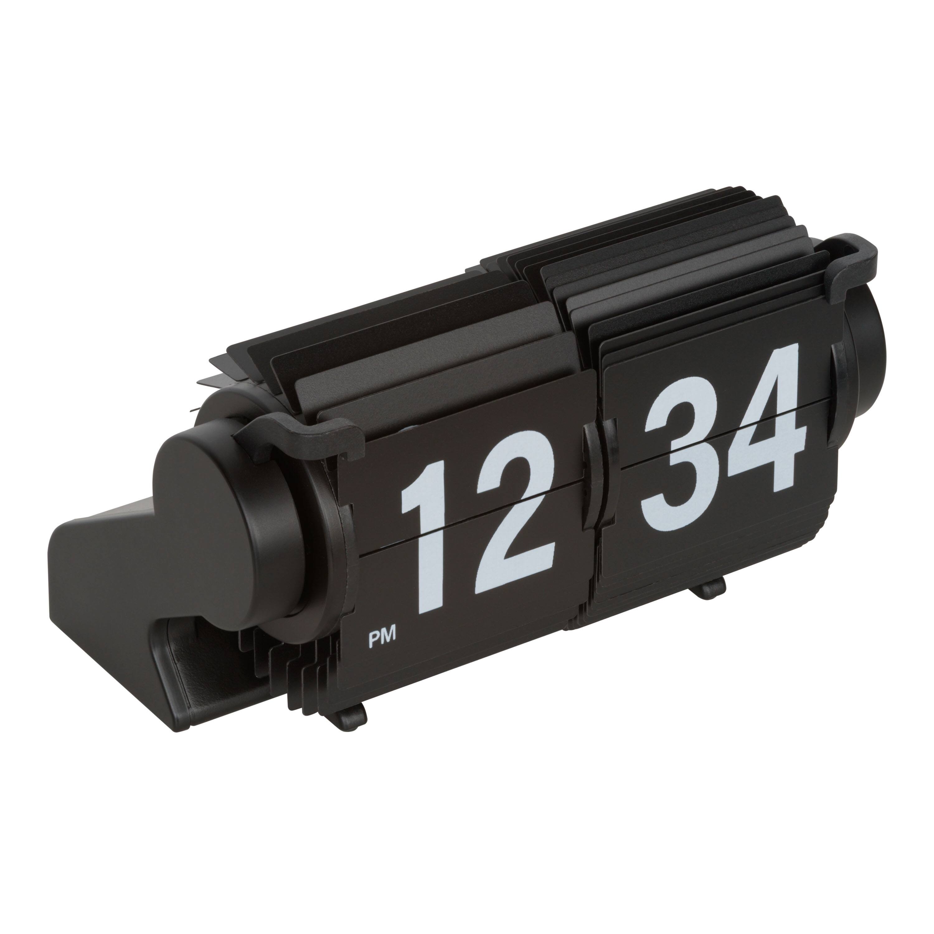 Angle. La Crosse Clock Co. - Rollins Mini Mechanical Flip Clock - Black.