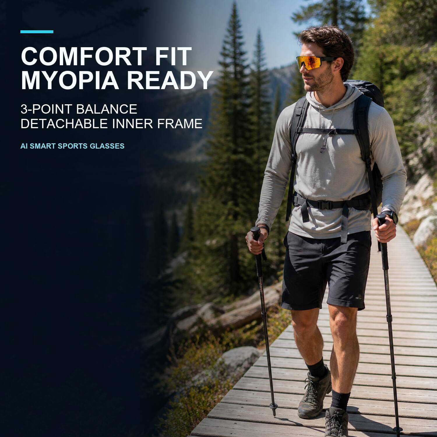 COMFORT FIT MYOPIA READY  
3-POINT BALANCE DETACHABLE INNER FRAME  
AI SMART SPORTS GLASSES