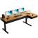 Front. AODK - L Shaped Electric Standing Desk with Drawers, Height Adjustable Sit Stand Computer Table with Power Outlets - Brown.