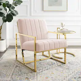 Inspire Channel Tufted Performance Velvet Armchair by Modway - Pink