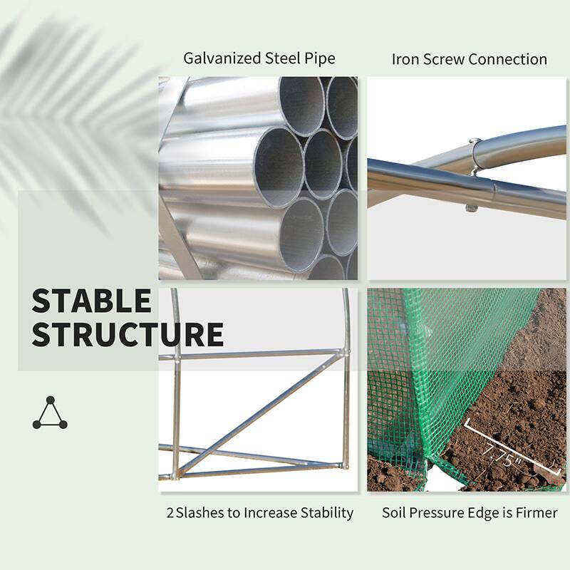 Galvanized Steel Pipe  
Iron Screw Connection  

STABLE STRUCTURE  

2 Slashes to Increase Stability  
Soil Pressure Edge is Firmer  

7.75"