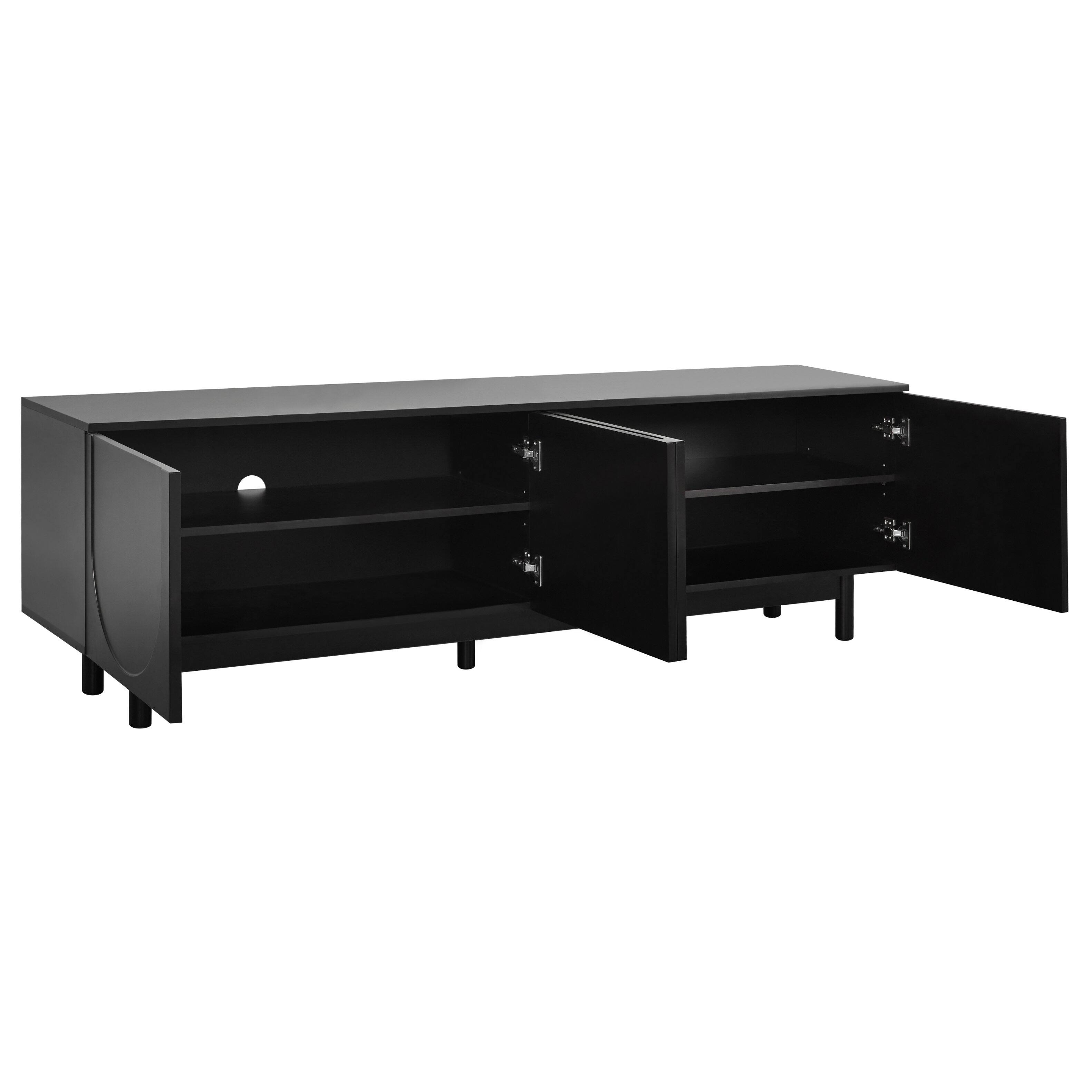 Alt View 4. CheryLife - 70.8 in.Black TV Stand with Arch Cabinets and Adjustable Shelves for TVs Up to 78'' - Black.