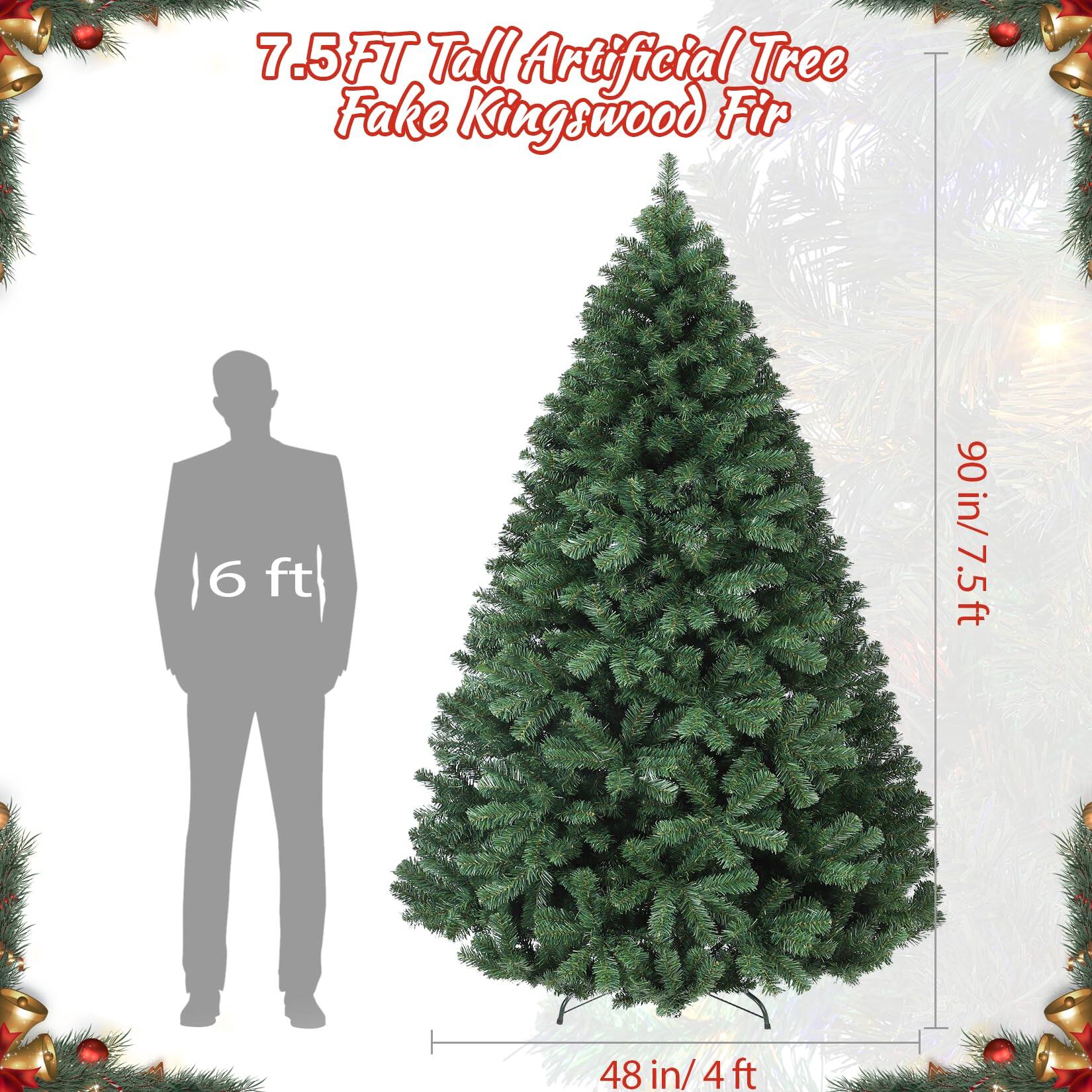 7.5FT Tall Artificial Tree  
Fake Kingswood Fir  

90 in/7.5 ft  

48 in/4 ft