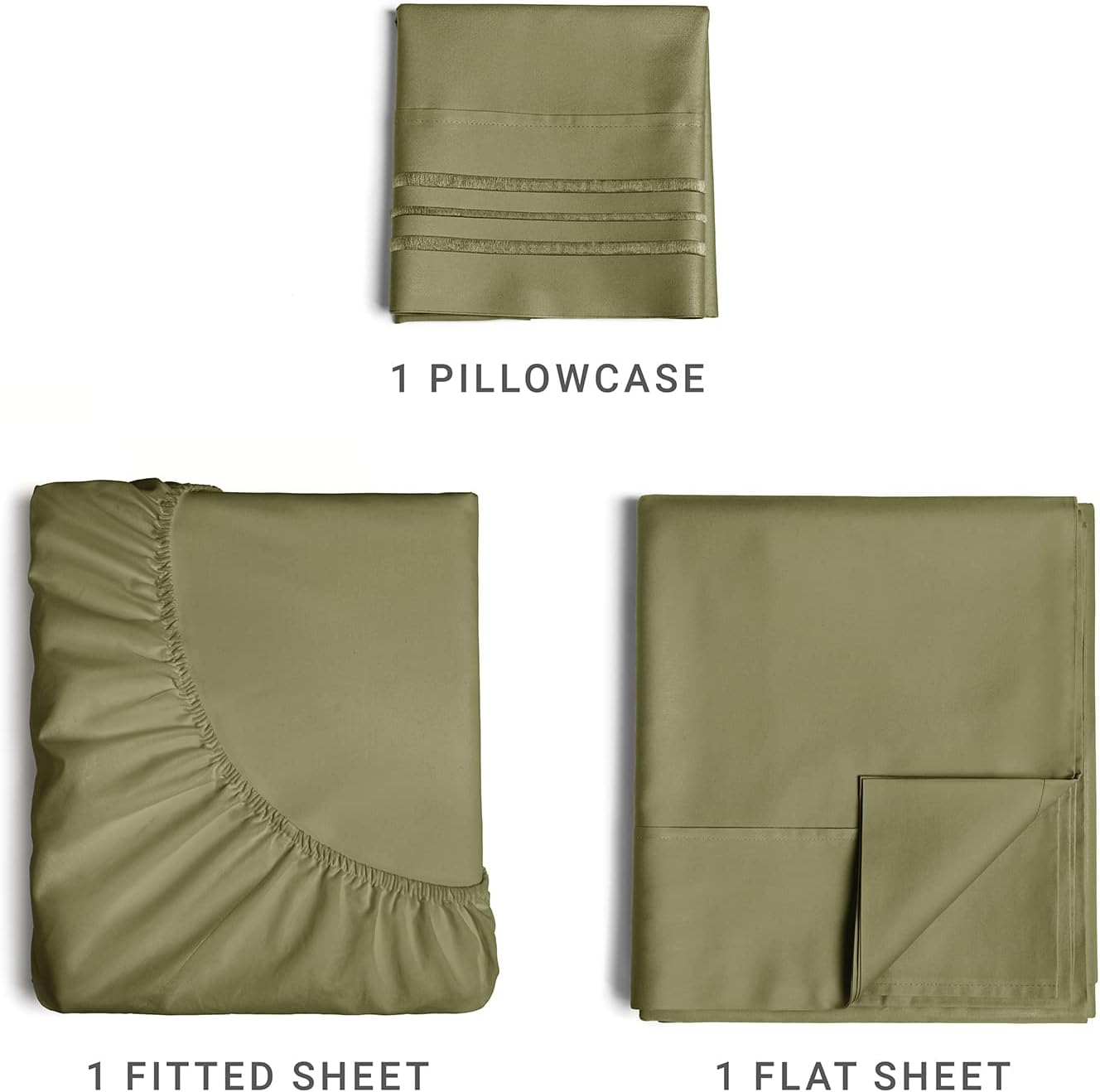 1 Pillowcase  
1 Fitted Sheet  
1 Flat Sheet