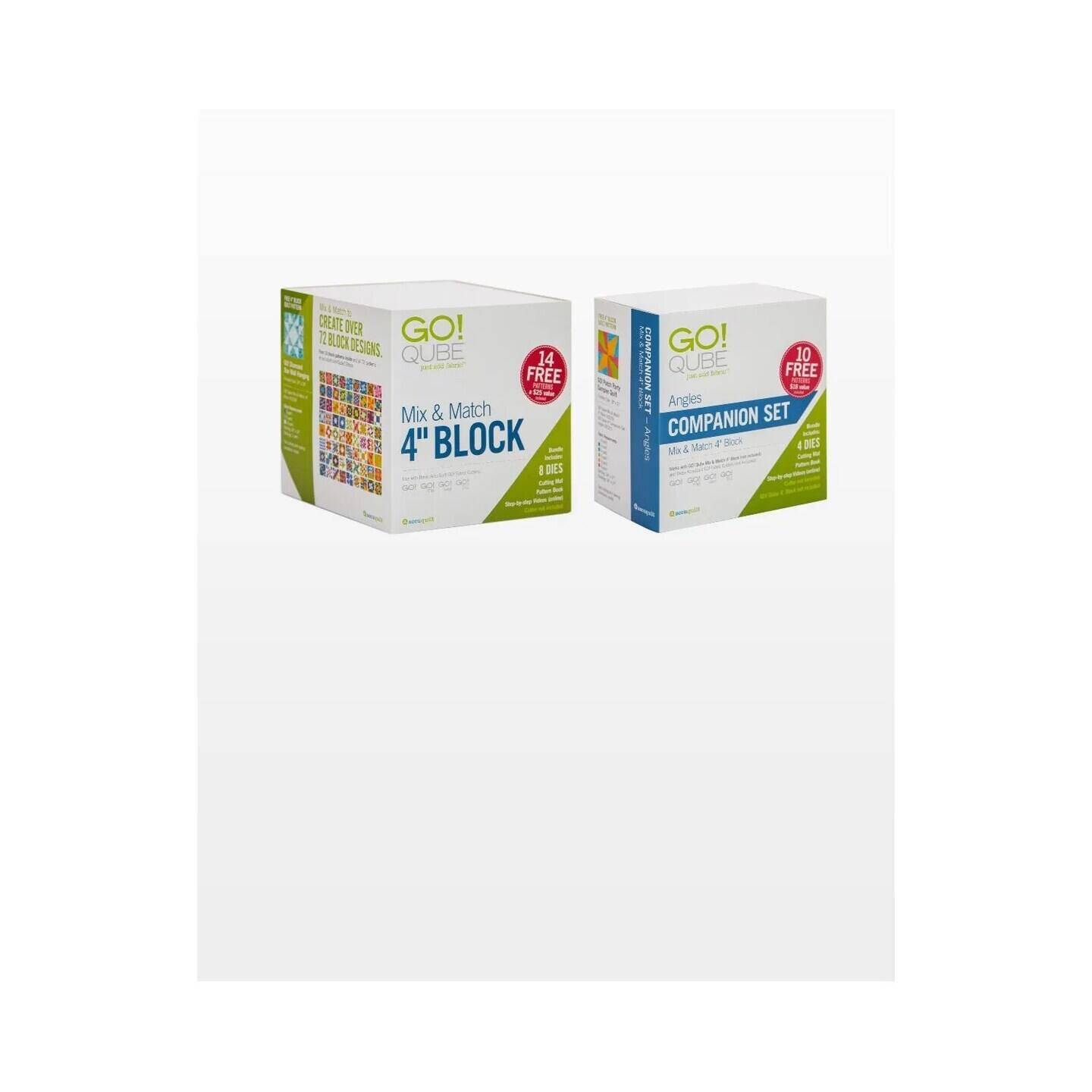 CREATE OVER 72 BLOCK DESIGNS. GO! 4" BLOCK Mix & Match. 8 DIES. GO! 10 FREE COMPANION SET Angles. 4 DIES.