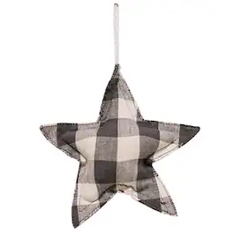 BreeBe - *Buffalo Check Star Ornament - Grey, White