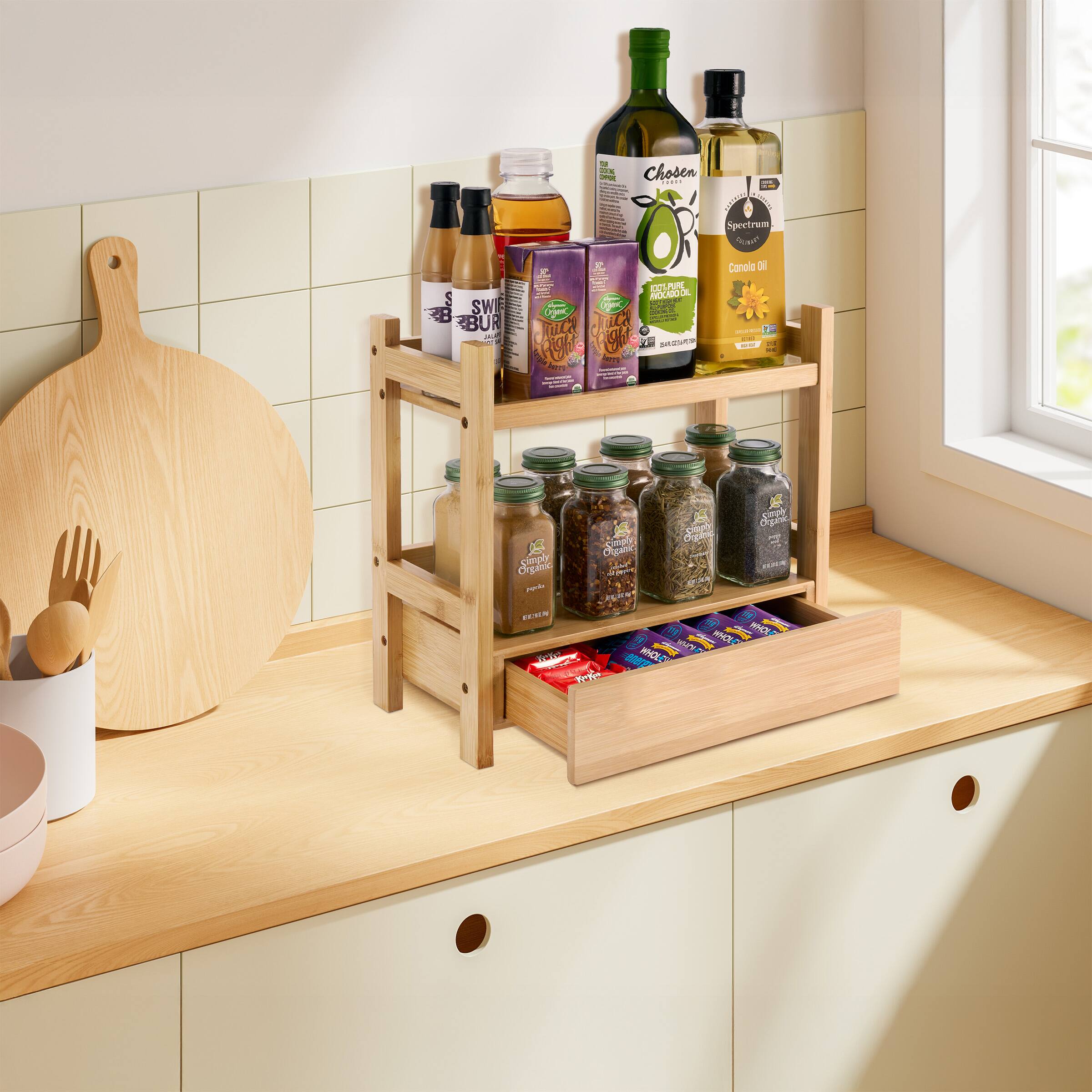 Sorbus 2 Tier Bamboo Kitchen Countertop Organizer ideal for