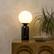 Back. Brightech - Mila Tall LED Modern Contemporary Round Globe Dimmable Bedside Nightstand Desk Lamp with Frosted White Glass Shade - Glossy Classic Black Marble.
