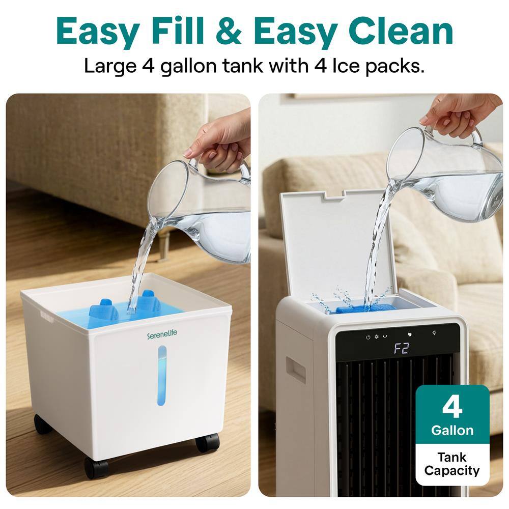Easy Fill & Easy Clean Large 4 gallon tank with 4 Ice packs. Serenelite F2 4 Gallon Tank Capacity